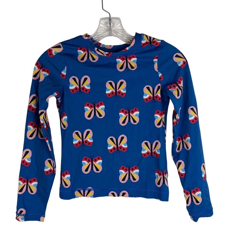 Hanna Andersson Swim Shirt Size 10 Long Sleeve Rash Guard Butterfly Blue